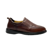 کفش مردانه طبی اداری بی بند تمام چرم مدل آسترو Astro برند گارنر Garner عسلی تيره