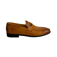 کفش مردانه کالج گل ابرويی مجلسی تمام چرم برند ييلديز Yildiz رنگ عسلی