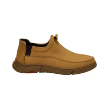 کفش مردانه روزمره تمام چرم مدل D9 برند شمس Shams رنگ خاکی