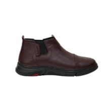 کفش مردانه روزمره نيم بوت تمام چرم مدل S3 برند شمس Shams رنگ زرشکی