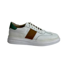 کفش مردانه ونس روزمره تمام چرم مدل سالوو Salvo برند گارنر Garner رنگ سفيد