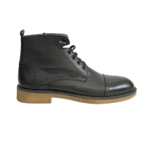 کفش مردانه بوت کژوال تمام چرم مدل کپس Caps برند گارنر Garner رنگ مشکی