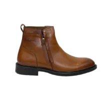 کفش مردانه بوت دوزيپ کژوال تمام چرم برند دنيز Deniz رنگ عسلی