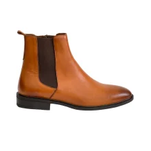 کفش مردانه بوت کلاسيک زيپی تمام چرم مدل K110 برند21 رنگ عسلی