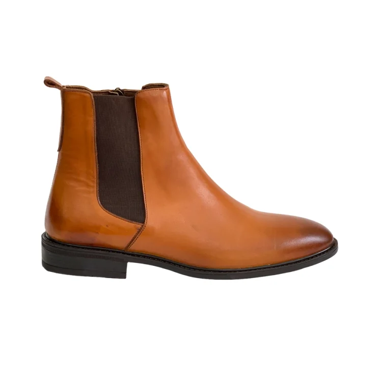 کفش مردانه بوت کلاسيک زيپی تمام چرم مدل K110 برند21 رنگ عسلی