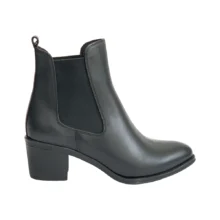 کفش زنانه بوت کلاسيک تمام چرم مدل 1271 پاشنه دار دوبرکش برند دريچی Derici رنگ مشکی