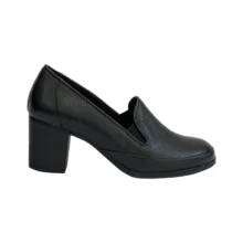 کفش زنانه مجلسی اداری پاشنه دار تمام چرم مدل 5460 برند دريچی Derici رنگ مشکی