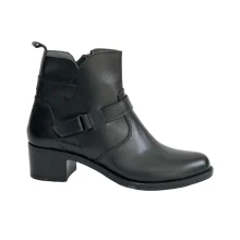 کفش زنانه نيم بوت کلاسيک تمام چرم مدل مارس Mars برند تيماج Timaj رنگ مشکی